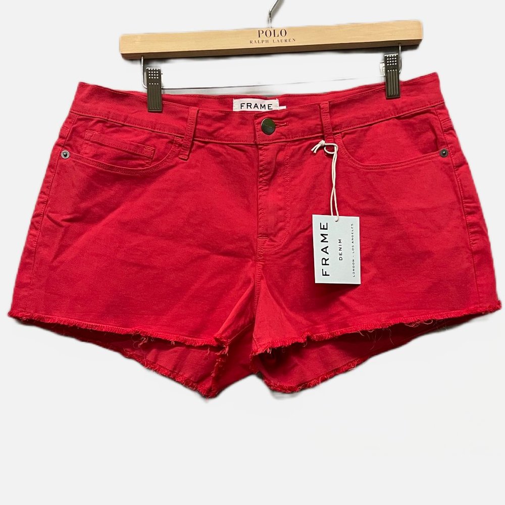 NWT!‎ Frame Le Cutoff Denim Shorts Red/31